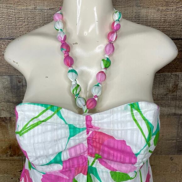Lilly Pulitzer Betsey Had Me A Blast Strapless Dress Floral Beaded Halter SZ 4 6 - Picture 10 of 14
